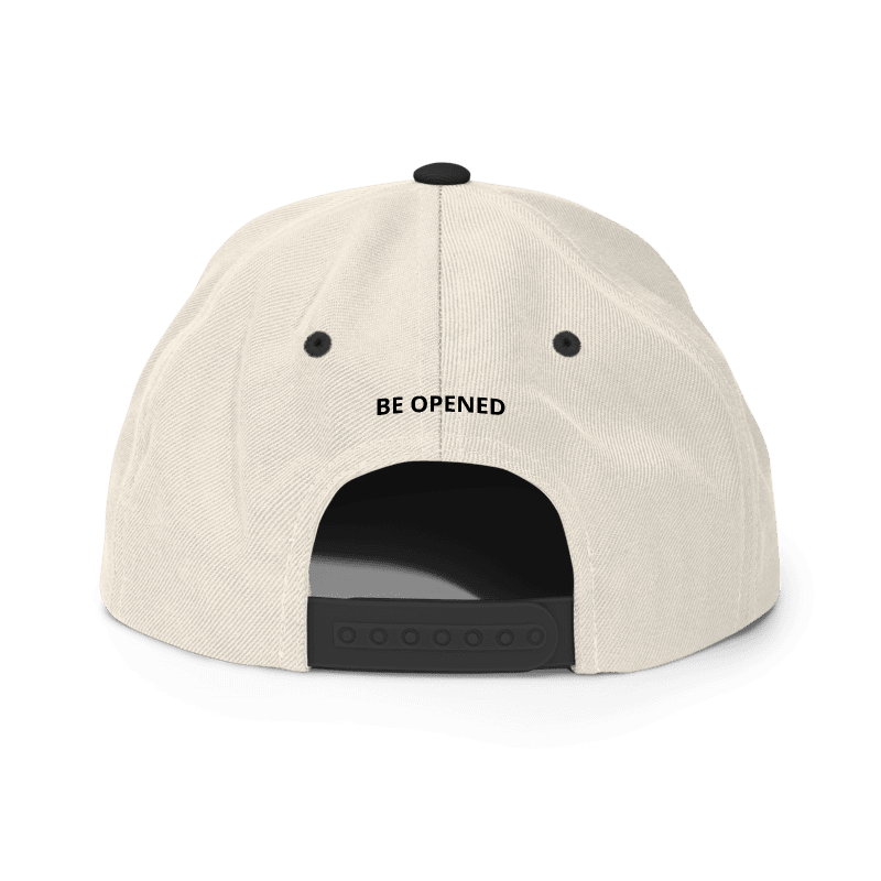 Close-up of Be Opened cross and door embroidery on Christian hat