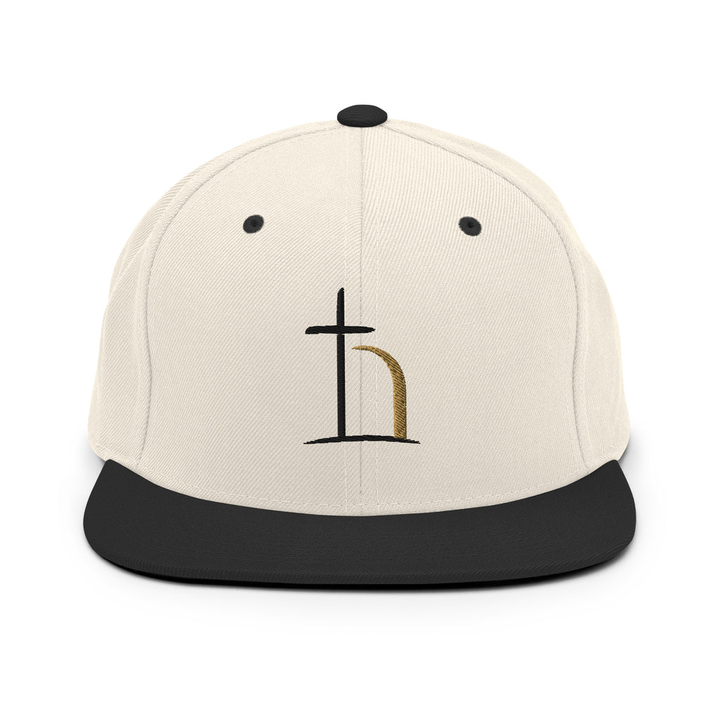 Close-up of Be Opened cross and door embroidery on Christian hat