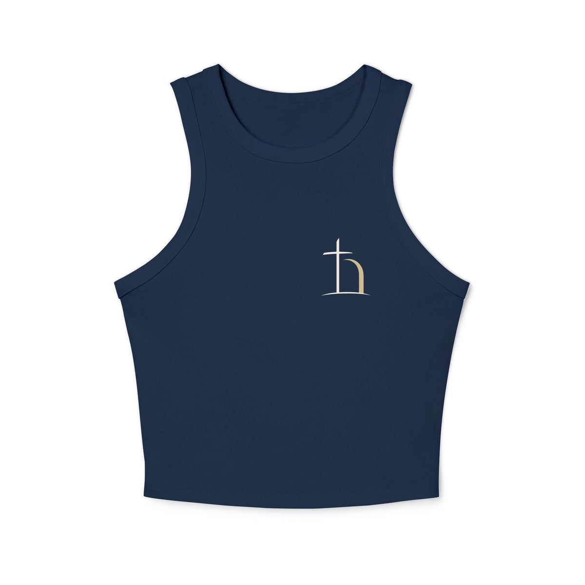 Navy Be Opened women's Christian racer tank top