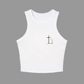 Be Opened cross and door logo on women's Christian tank top