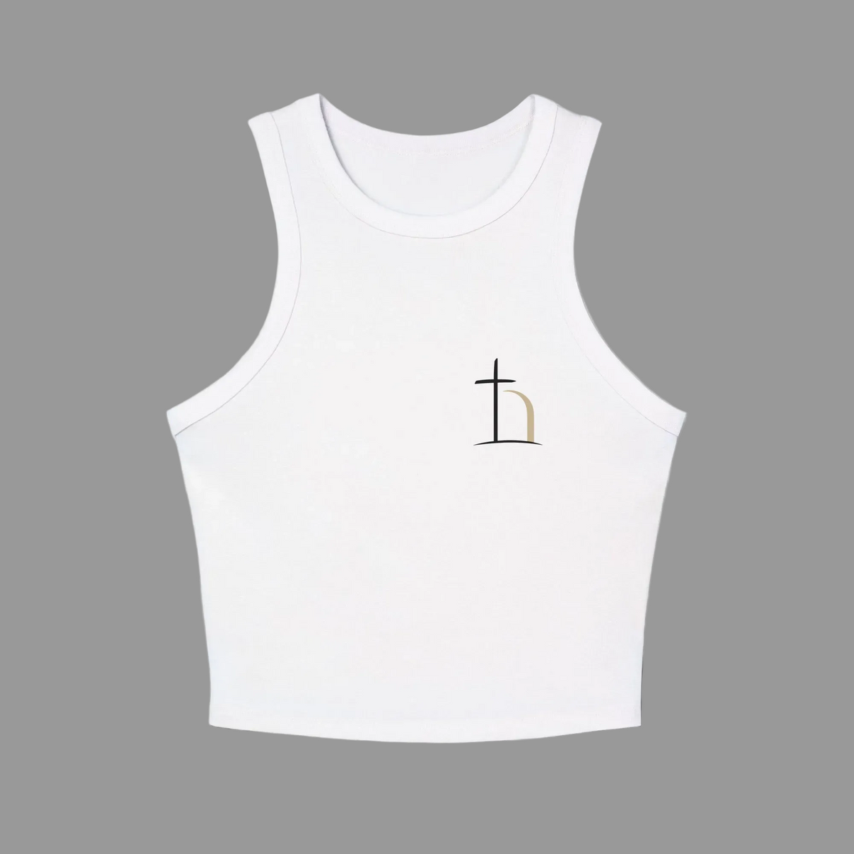 Be Opened cross and door logo on women's Christian tank top